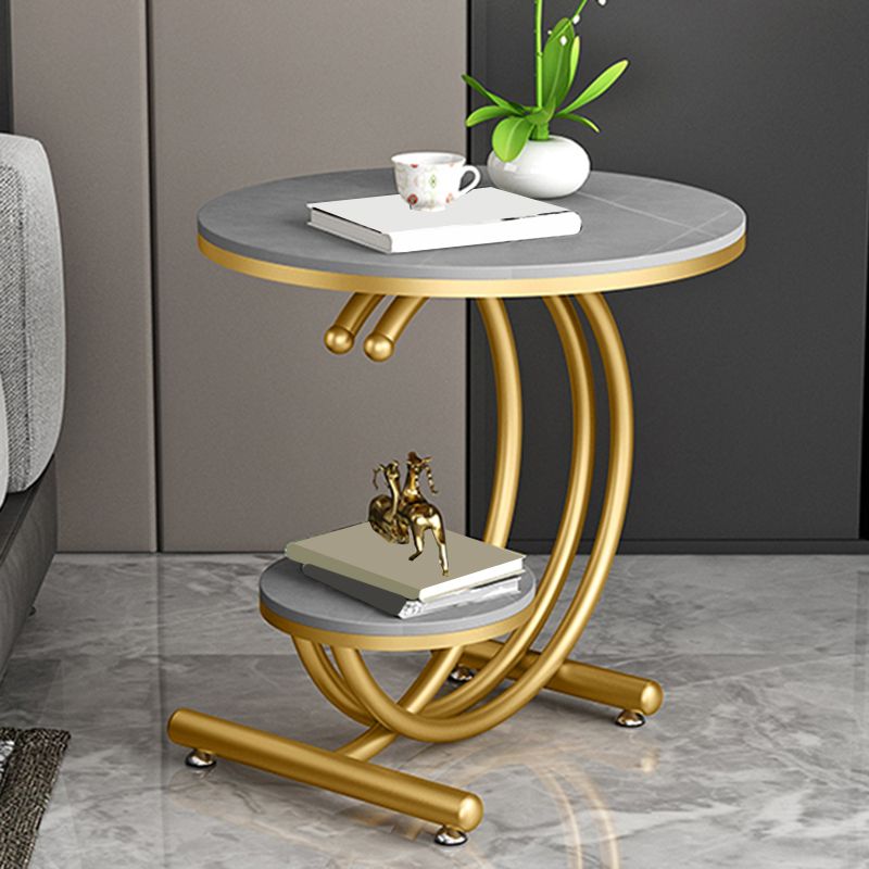 19.6"/23.6" Modern Slate Round End Table Metal C Side Table with Shelf