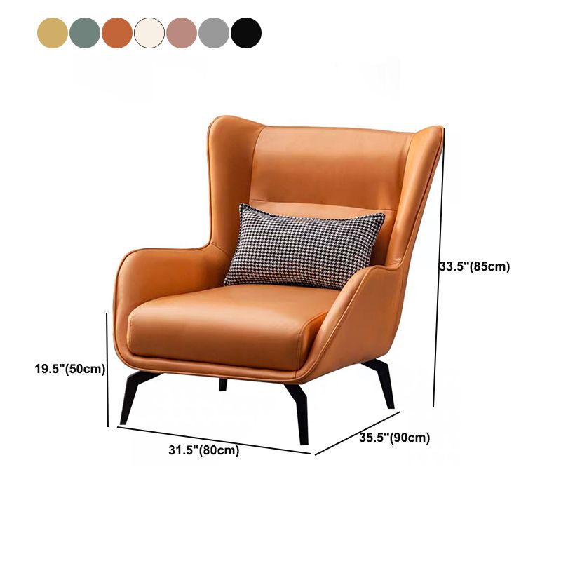 Glam Style with Handrail Leather HandrailMetal Foot Arm Chair with Fixed Backrest