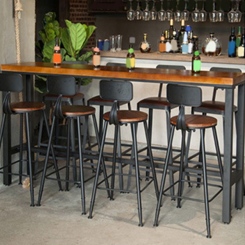 Table de bar de style industriel Table de pub de bistro en bois massif en fer noir