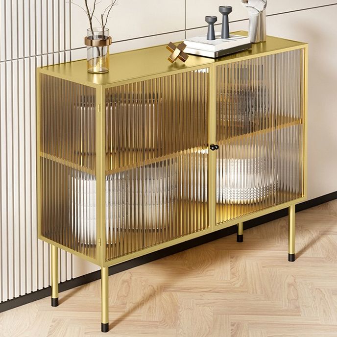 Glam Style Kitchen Buffet Server Glass 2 Door 39.5"L Metal Frame Dining Server Clearhalo 'buffet_sideboard' 'Buffets & Sideboards' 'furn' 'furn_buffet_sideboard' 'Furniture' 'Kitchen & Dining Furniture' 1200x1200_8e847ec7-3280-4246-af79-336db531e01b