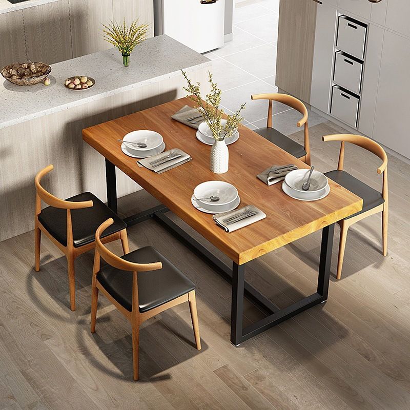 Mesa de comedor con caballete rectangular, mesa de madera moderna para comedor y Bar