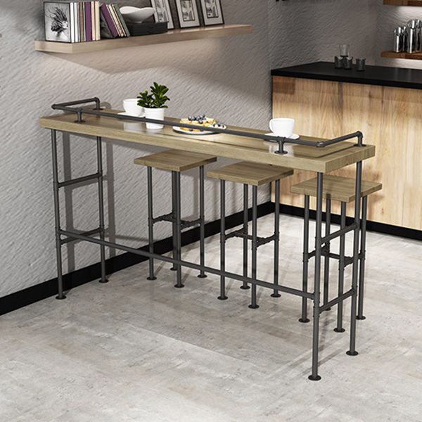 Moderne 1/3/4-delige bartafelset, rechthoekige grenenhouten aanrechttafel met hoge krukken