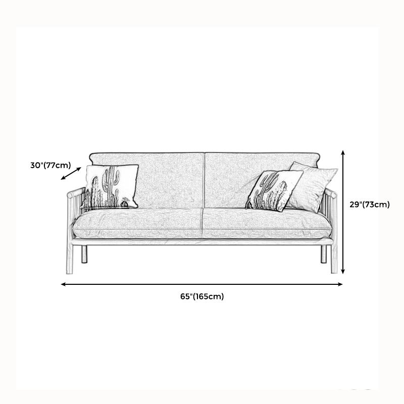 木製ベースのフェイクレザースカンジナビアスクエアアームソファ-30.3 "H