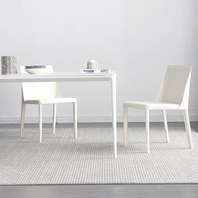 Rectangle Dining Table White Stone Top Table with 4 Legs Base Clearhalo 'Dining Tables & Seating' 'Dining Tables' 'dining_table' 'Furniture' 'furniture_dining_table' 'Kitchen & Dining Furniture' 'kitchen' 'kitchen_dining_table' 1200x1200_8e85b7f4-24b2-4499-9130-169444bebbea