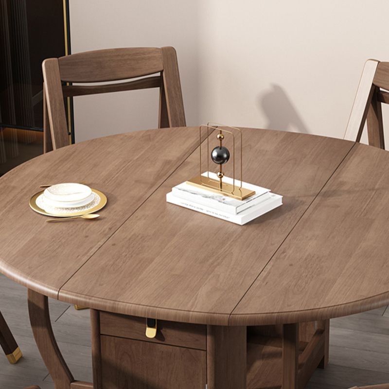 Foldable Rubber Wood Dining Table Medieval Modern Round Table with Storage Trestle Base Clearhalo 'Dining Tables & Seating' 'Dining Tables' 'dining_table' 'furn' 'furn_dining_table' 'Furniture' 'furniture_dining_table' 'Kitchen & Dining Furniture' 'kitchen' 'kitchen_dining_table' 1200x1200_8e88e0c0-ae5e-4cf9-aa4e-46408f873f8b