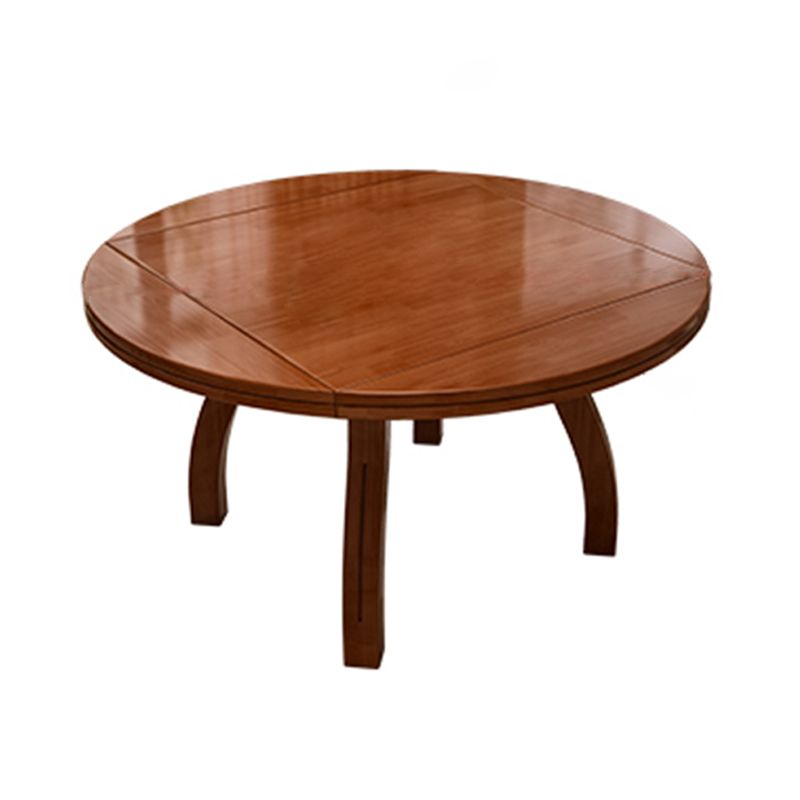 Modern Rubberwood Dinner Table Round 4 Legs Drop-Leaf Table for Home Use Clearhalo ' dining_table' 'Dining Tables & Seating' 'Dining Tables' 'furn' 'furn_dining_table' 'Furniture' 'furniture_dining_table' 'Kitchen & Dining Furniture' 'kitchen&dining_furn' 'kitchen' 'kitchen_dining_table' 1200x1200_8e8916cb-36a5-468f-bc72-65297bdb834b