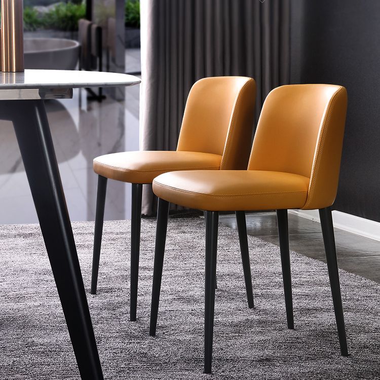 Minimalist Style Leather Dining Chairs Solid Back Armless Side Chairs (Set of 2) Clearhalo ' kitchen&dining_furn' 'Dining Chairs' 'Dining Tables & Seating' 'dining_chair' 'furn' 'furn_dining_chair' 'Furniture' 'furniture_dining_chair' 'Kitchen & Dining Furniture' 'kitchen' 1200x1200_8e894c75-4413-48b7-a897-afc2d4b21c85