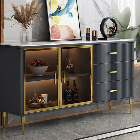Tavolo da sideboard in legno e pietra ingegnerizzato con cassetti glam pranzo server