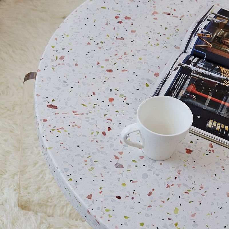 Eigentijdse ronde terrazzo cocktailtafel metaal/acryl salontafel met 3 poten