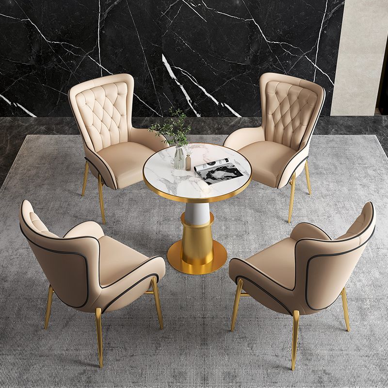Glam 1/5 Pieces Dining Set Sintered Stone Dining Table Set for Home Use Clearhalo 'Dining Room Sets' 'Dining Tables & Seating' 'dining_room_set' 'furn' 'furn_dining_room_set' 'Furniture' 'furniture_dining_room_set' 'Kitchen & Dining Furniture' 'kitchen&dining_furn' 'kitchen' 1200x1200_8e8be7a1-3582-49ac-9c4a-466b0a42c638