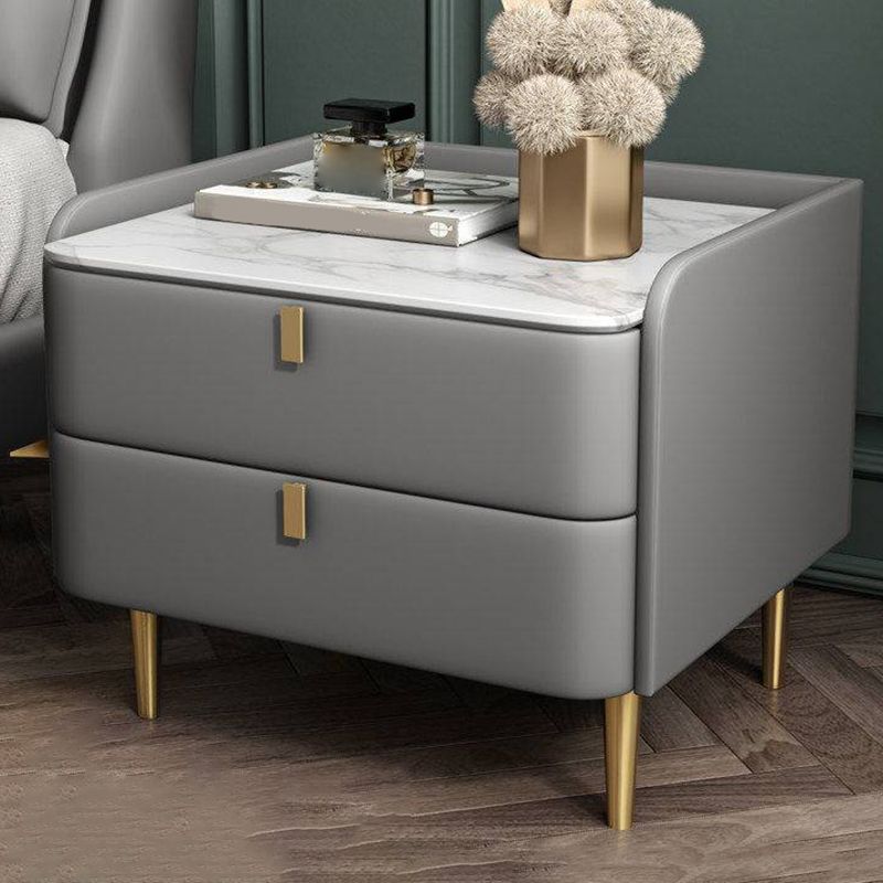 2 laden Glam Accent Table nachtkastje Antiek afwerking Nachtstand