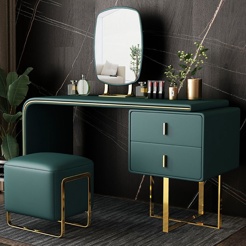 Vanity trucco glam con 2 cassetti di stoccaggio da 20,47 "largo cassettiere in pelle finta