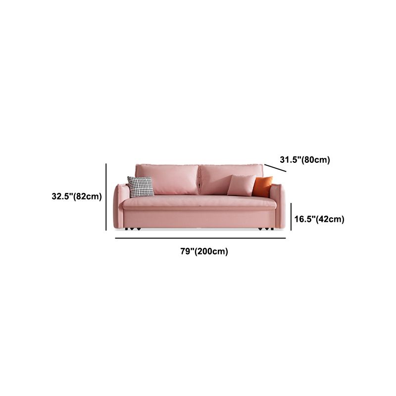 Cama de sofá contemporánea resistente a las manchas de cuero sintética con 2 almohadas