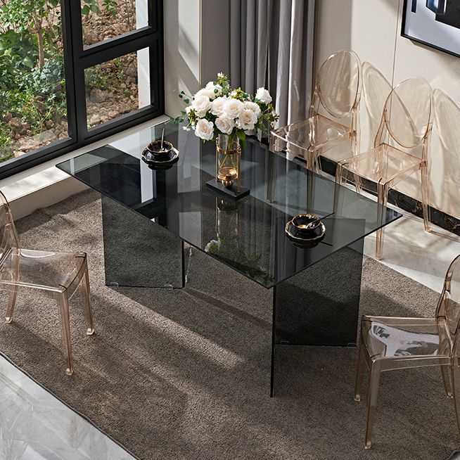 Contemporary Style Clear Tempered Glass Dining Table 2 Legs Table for Dining Room Clearhalo ' dining_table' 'Dining Tables & Seating' 'Dining Tables' 'Furniture' 'furniture_dining_table' 'Kitchen & Dining Furniture' 'kitchen&dining_furn' 'kitchen' 'kitchen_dining_table' 1200x1200_8e95915d-793a-4a75-b234-51478113c6ae