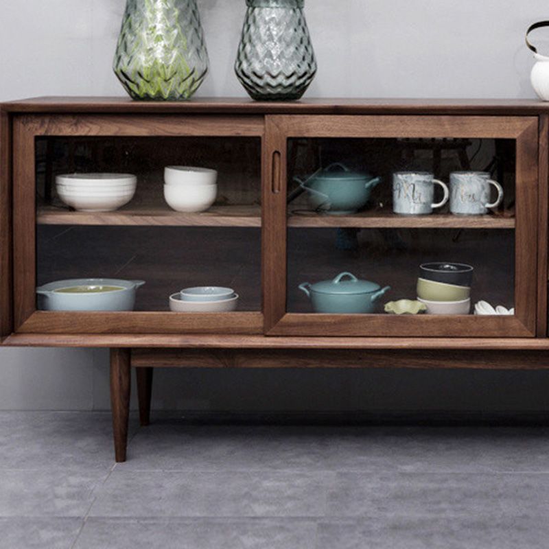 Sideboard moderno a 4 a tasto da pranzo in legno massiccio a 4 cassetto con porta scorrevole