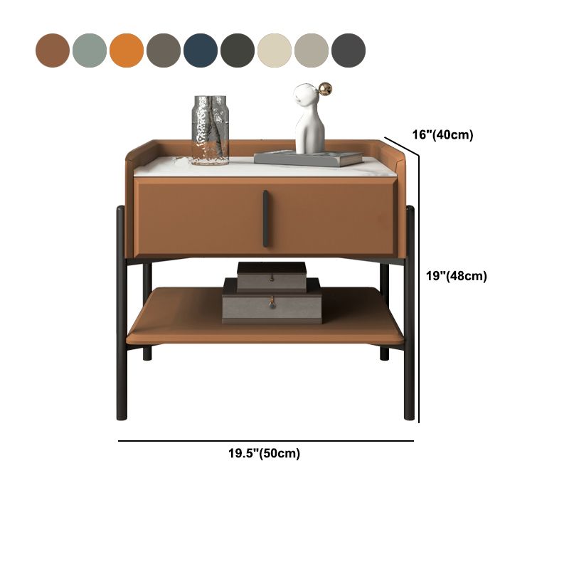 Table de nuit en pierre et en métal moderne Armoire de chevet de rangement avec les jambes