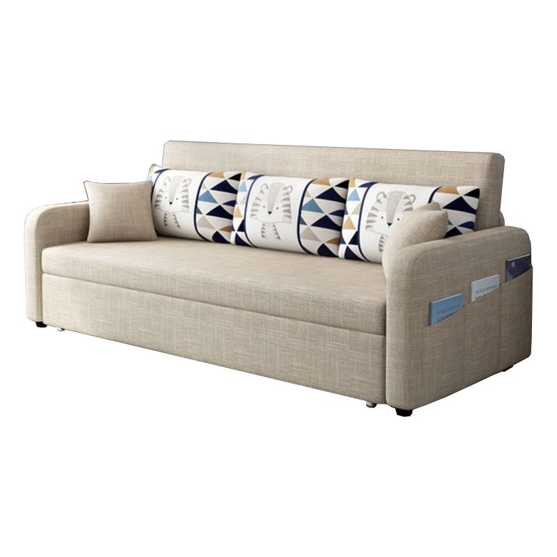 リネンコンテンポラリースクエアアームソファベッド折りたたみ可能なコンバーチブルソファ用アパート、洗える