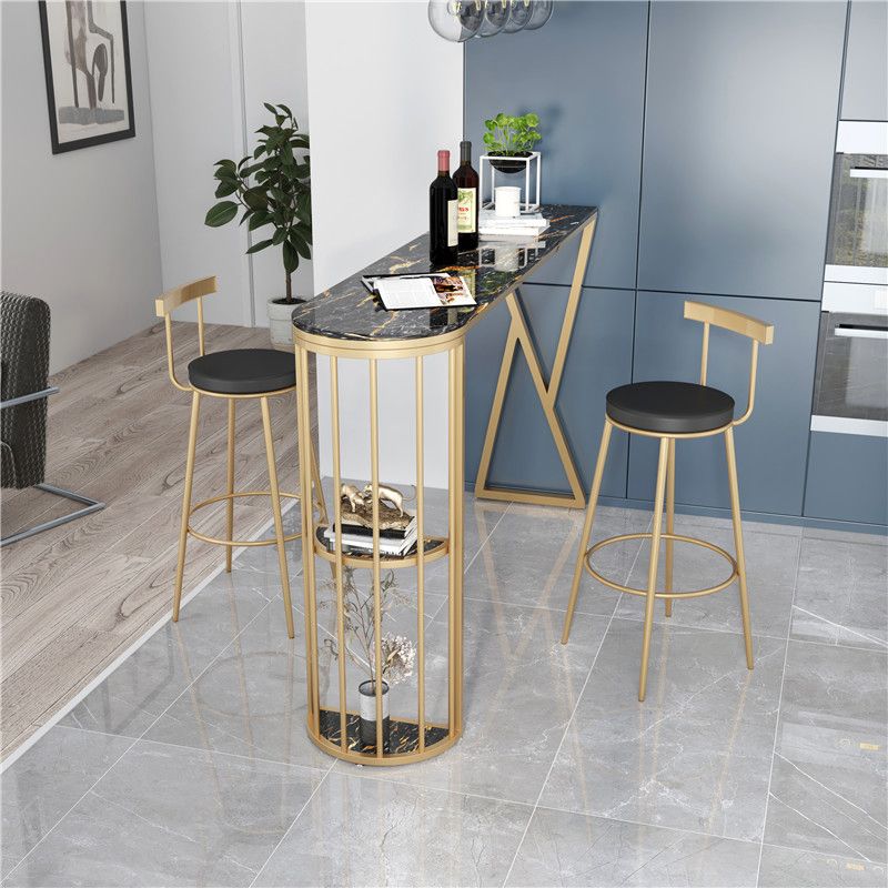 Modern Stone Bar Table Dining Table with Storage Shelves for Kitchen Living Room Clearhalo 'Bar Furniture' 'Bar Tables' 'bar_tables' 'furn' 'furn_bar_tables' 'Furniture' 'Kitchen & Dining Furniture' 1200x1200_8e99d1a2-06cc-401a-82e8-9b51d9215c5a