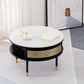 17.7" H Round Slate Coffee Table 4 Legs Cocktail Table with 2 Drawers Clearhalo 'Coffee & Accent Tables' 'Coffee Tables' 'coffee_tables' 'furn' 'furn_coffee_tables' 'Furniture' 'Living Room Furniture' 1200x1200_8e9a1bec-c170-4bc4-9f6e-6f79897b1b84