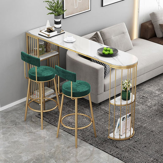 Modern Bar Table Set 1/3/4 Pieces Stone Counter Table with Upholstered Stools Clearhalo 'Bar Furniture' 'furn' 'furn_home_bar_bar_sets' 'Furniture' 'Home Bars & Bar Sets' 'home_bar_bar_sets' 'Kitchen & Dining Furniture' 1200x1200_8e9cab4a-a8e4-41be-880a-9e35c5c9342c
