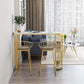 Glam Marble Table with Oval Table Top Gold Double Pedestal Table with 42-inch Height Clearhalo 'Bar Furniture' 'Bar Tables' 'bar_tables' 'furn' 'furn_bar_tables' 'Furniture' 'furniture_bar_tables' 'Kitchen & Dining Furniture' 1200x1200_8e9ccf58-e4f4-47a1-9e8e-bda9661a478f
