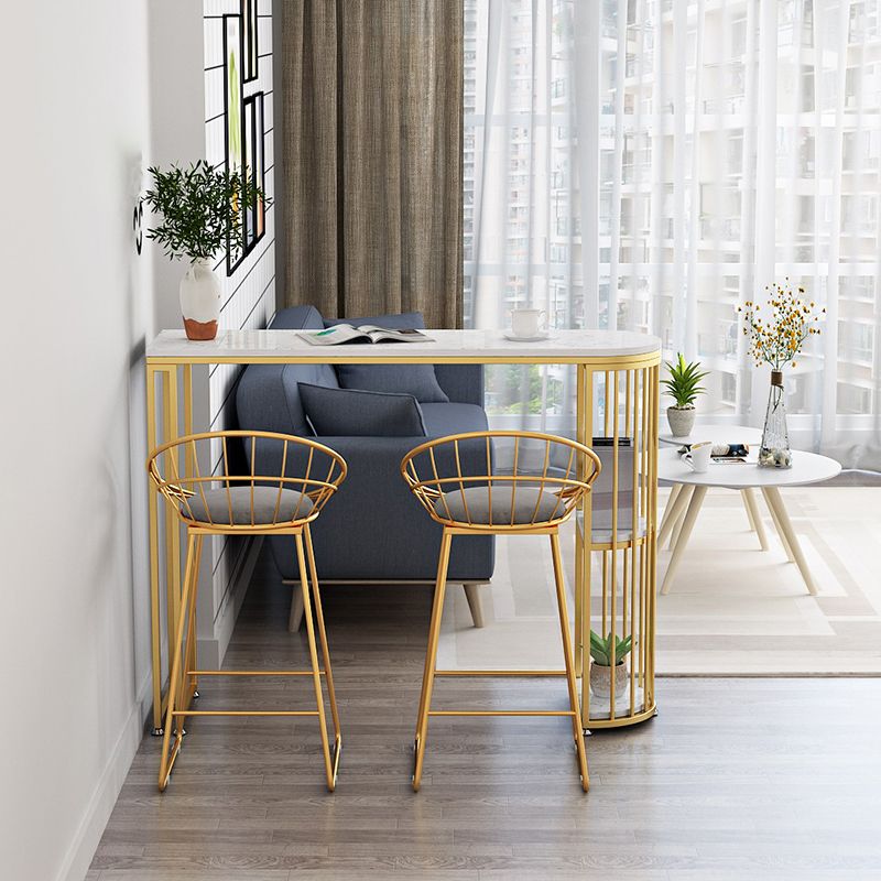 Glam Marble Table with Oval Table Top Gold Double Pedestal Table with 42-inch Height Clearhalo 'Bar Furniture' 'Bar Tables' 'bar_tables' 'furn' 'furn_bar_tables' 'Furniture' 'furniture_bar_tables' 'Kitchen & Dining Furniture' 1200x1200_8e9ccf58-e4f4-47a1-9e8e-bda9661a478f