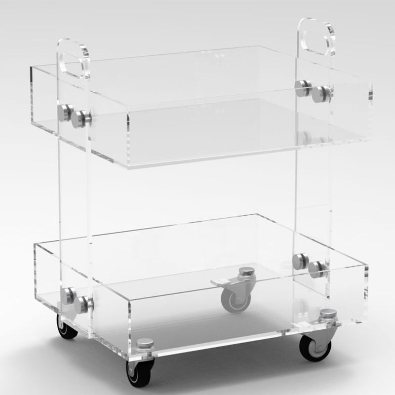 Ultra-Modern Plastic Rectangular End Table Double Tier Corner Table with Storage Clearhalo 'Coffee & Accent Tables' 'End & Side Tables' 'end_side_tables' 'furn' 'furn_end_side_tables' 'Furniture' 'Living Room Furniture' 1200x1200_8e9df37f-b489-4551-9c62-4b3abfc8770d