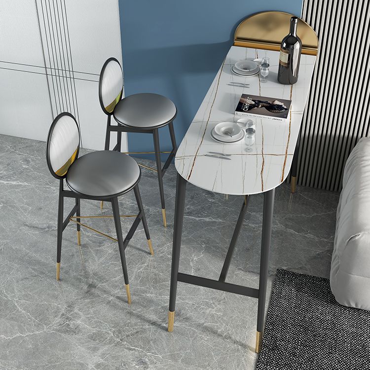 Industrial Style Iron Bar Table Faux Marble Top 41.3"H Bistro Table with Footrest Clearhalo 'Bar Furniture' 'Bar Tables' 'bar_tables' 'furn' 'furn_bar_tables' 'Furniture' 'furniture_bar_tables' 'Kitchen & Dining Furniture' 1200x1200_8ea2e7b9-f8d1-47fc-b999-122aa241a2de