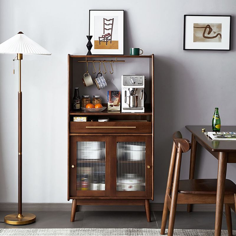 モダンスタイルのソリッドウッド収納サイドボードキャビネットダイニングルーム用のガラスドア付き