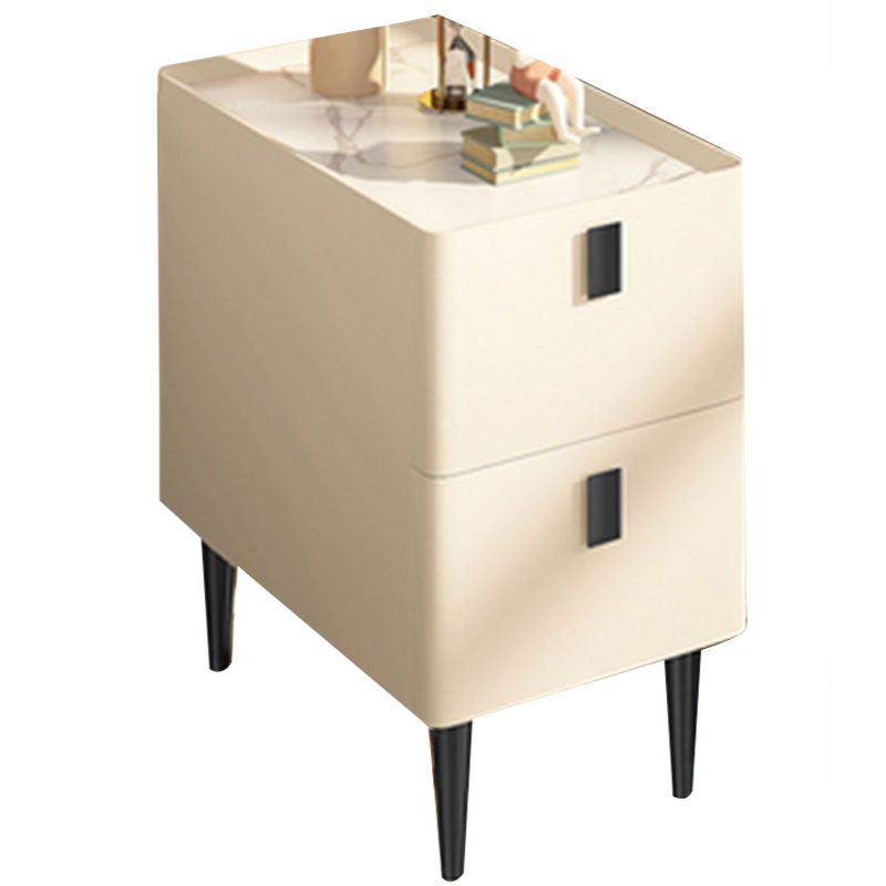 Gabinete de cama de piedra contemporáneo con 2 cajones de madera para dormitorio