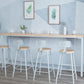 Modern Bar Height Table Solid Wood Top Bistro Bar Table with White Base