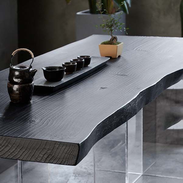 Moderne dubbele voetstuk eettafel houten tafel voor eetkamer