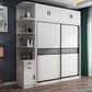 White Modern Wardrobe Armoire Engineered Wood Sliding Door Wardrobe with Drawer