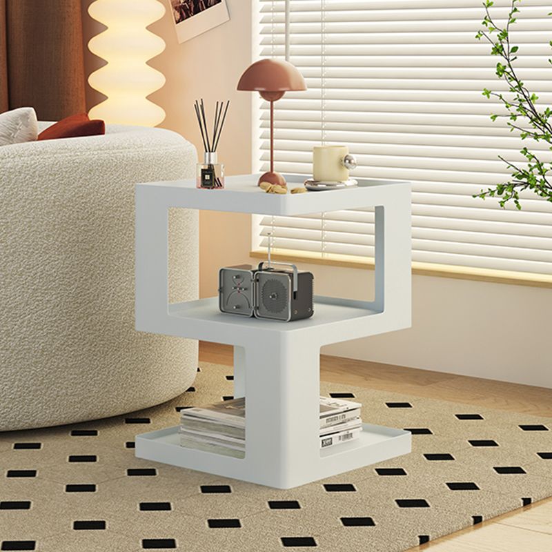 Table de collation à extrémité latérale ultra-moderne avec étagères en métal table d'appoint en blanc