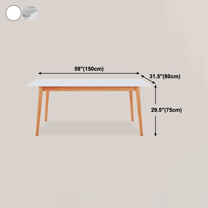 4つの木製の脚のあるモダンな長方形のダイニングテーブル焼結石上部テーブル