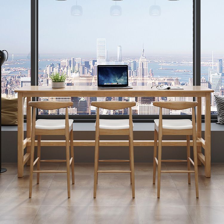 Contemporary Bar Dining Table Kitchen Rectangle Wood Counter Table