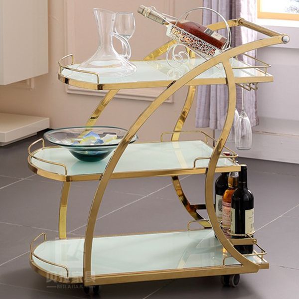 Modern Metal Prep Table with Wine Rack Home Dining Prep Table