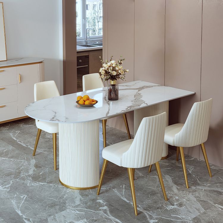 Glam 1/2/3/5 Pieces Dining Set Sintered Stone Dining Table for Home Use Clearhalo 'Dining Room Sets' 'Dining Tables & Seating' 'dining_room_set' 'furn' 'furn_dining_room_set' 'Furniture' 'furniture_dining_room_set' 'Kitchen & Dining Furniture' 'kitchen&dining_furn' 'kitchen' 1200x1200_8eac97ba-f982-45e2-8960-9546e77d7a86