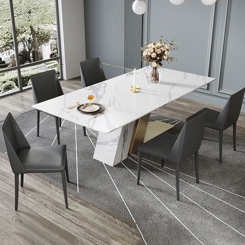 Modern Dining Set 1/4/5/6 Pcs Sintered Stone Dining Table with Side Chairs Clearhalo 'Dining Room Sets' 'Dining Tables & Seating' 'dining_room_set' 'furn' 'furn_dining_room_set' 'Furniture' 'Kitchen & Dining Furniture' 1200x1200_8eacc053-7110-47bc-b190-ffc052892e01