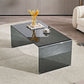Modern Rectangle Glass Coffee Table Sled Base Cocktail Table