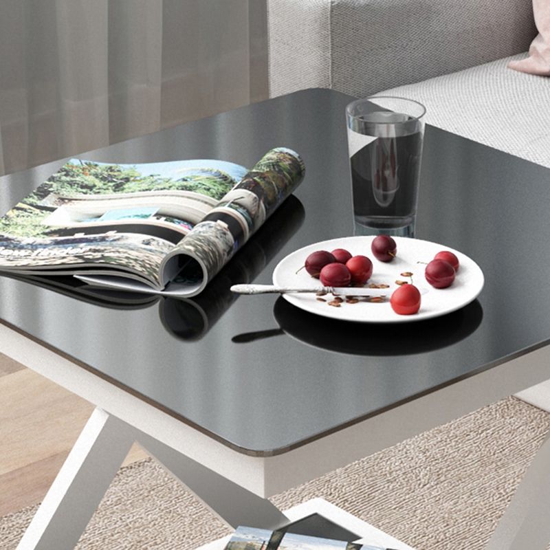 Tempered Glass Side Table Square Black and White Accent Side Table Clearhalo 'Coffee & Accent Tables' 'End & Side Tables' 'end_side_table' 'Furniture' 'furniture_end_side_table' 'Living Room Furniture' 1200x1200_8eb0add9-3f28-4f48-b667-60333f3f0bd9