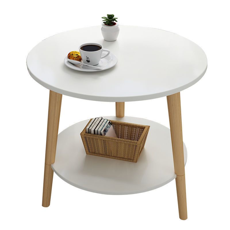 Tavolino da 3 gambe in legno bianco/naturale tavolino rotondo per soggiorno