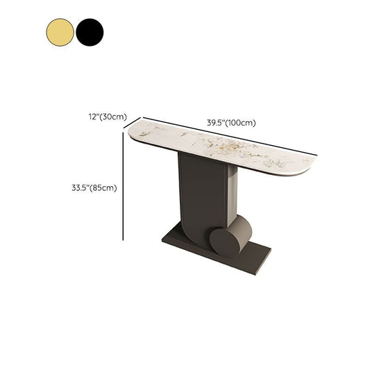 12 Inch Wide Accent Table Glam Half Moon Stone Console Table