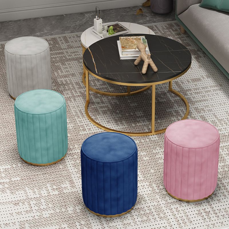 Glam Velvet Pouf Chair Tear Resistant Cylinder Shape Gold Base Ottoman Stool Clearhalo 'furn' 'furn_ottomans_poufs' 'Furniture' 'Living Room Furniture' 'Ottomans & Poufs' 'ottomans_poufs' 1200x1200_8eb1b35c-9e05-4333-9282-a90a53d1ff0c