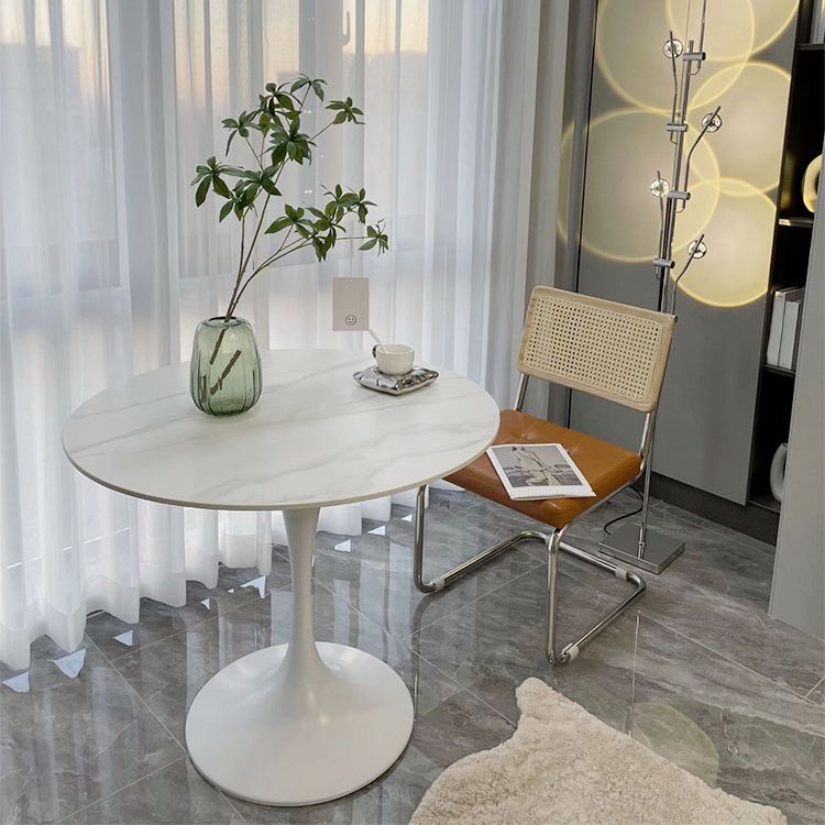 Ronde keukentafel Moderne gesinterde stenen witte eetkamertafel