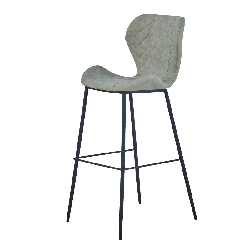 Industrial Indoor Bar-stool Leather Footrest Bucket Black Base Bar and Counter Stool