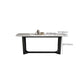 Table de dîner fixe en marbre rectangulaire de style simplicité avec base à tréteaux