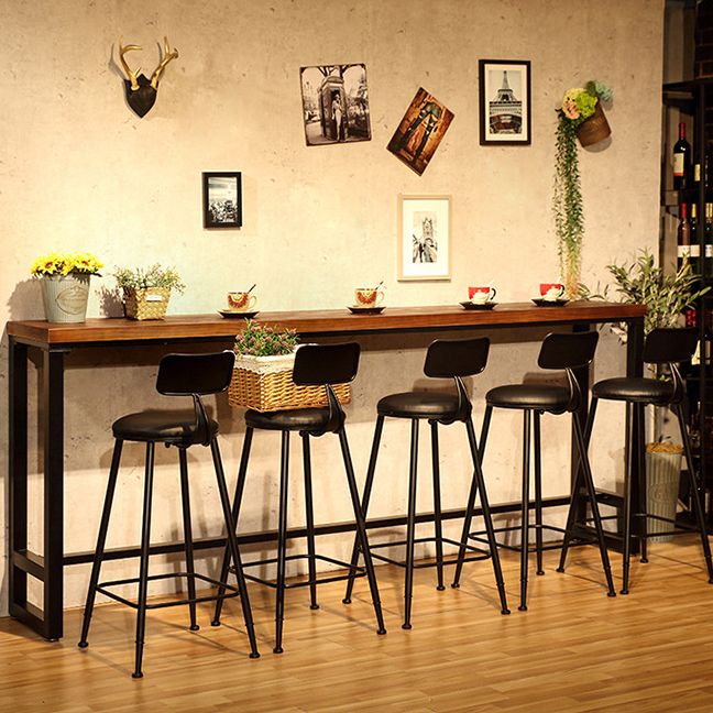 Natural Wood Top Bar Table Rectangle Industrial Footrest Indoor Bar Dining Table Clearhalo 'Bar Furniture' 'Bar Tables' 'bar_tables' 'furn' 'furn_bar_tables' 'Furniture' 'furniture_bar_tables' 'Kitchen & Dining Furniture' 1200x1200_8ebb135d-d788-48da-87c3-6e613b0df20c