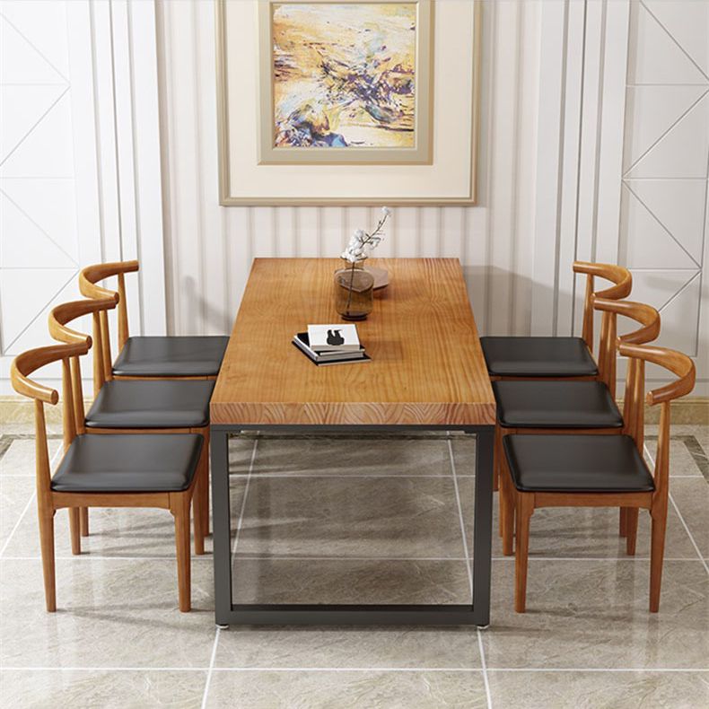 Metal Industrial Dining Table Pine Wood Top Table for Kitchen and Dining Room Clearhalo ' dining_table' 'Dining Tables & Seating' 'Dining Tables' 'furn' 'furn_dining_table' 'Furniture' 'furniture_dining_table' 'Kitchen & Dining Furniture' 'kitchen&dining_furn' 'kitchen' 'kitchen_dining_table' 1200x1200_8ebc5db9-7e70-4625-b9ae-ff1e69549ca2