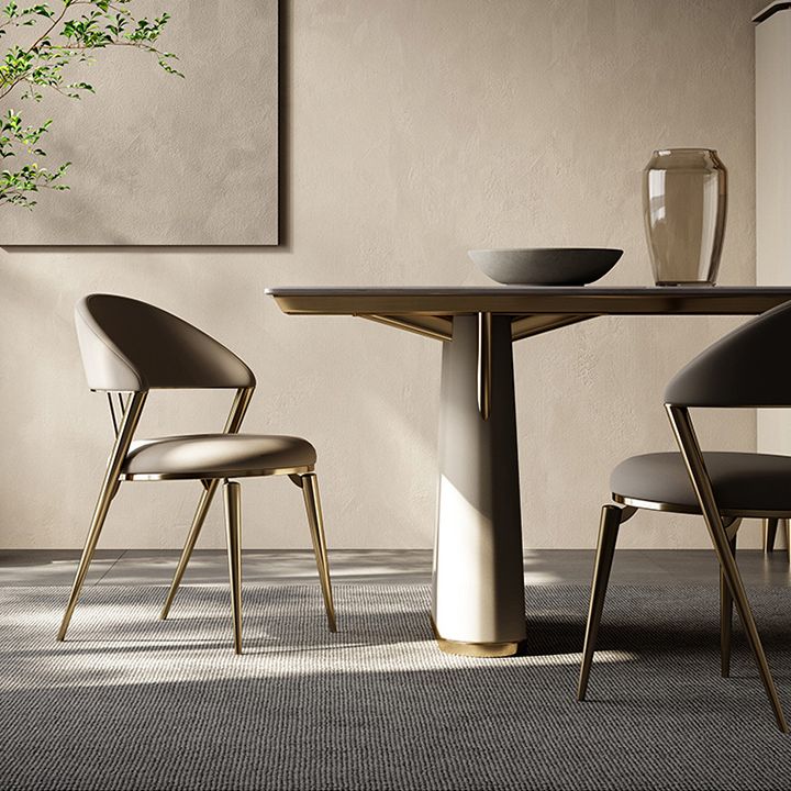 Glam -stijl armloze eetkamerstoelen faux lederen open achterkant eetstoelstoel